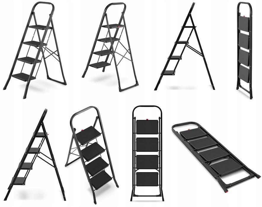 Drabina domowa składana stalowa drabinka schodki 4 stopnie HIGHER