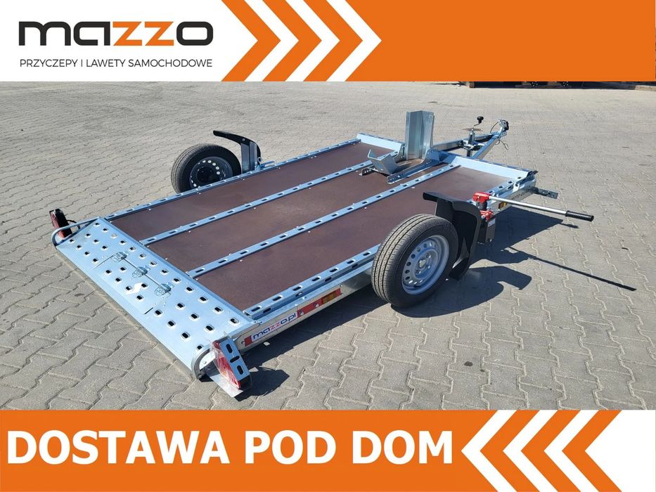 TEMARED DOSTAWA! Przyczepa MOTO-QUAD 2616 wym. 264 x 161cm Solidna przyczepa do przewozu motocykli, UCHYŁ hydrauliczny, DMC 750kg  Dostawa! Przyczepa do przewozu motocykli MOCNA DMC 750 kg