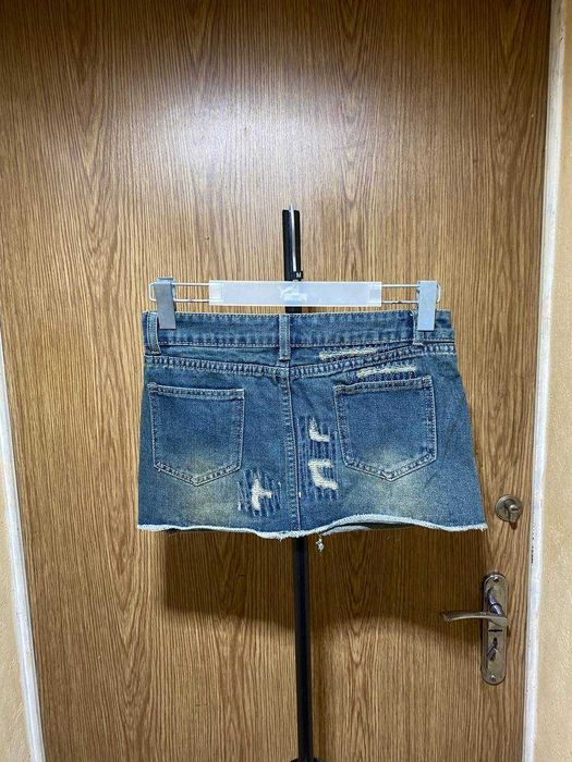 Джинсовая мини юбка distressed Y2K низкая посадка L