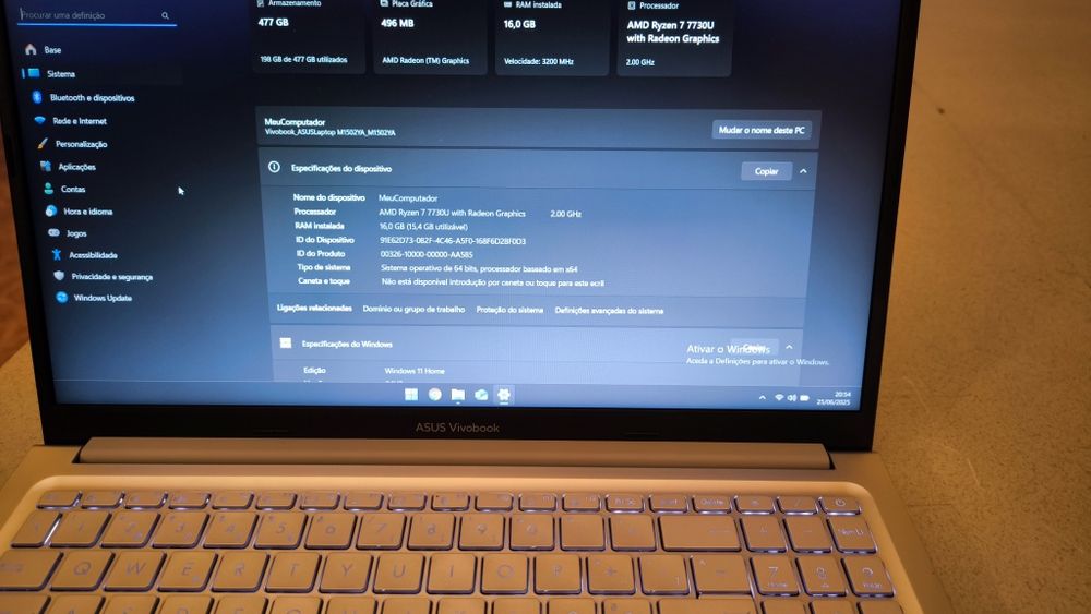 Portátil ASUS Vivobook 15 Ryzen 7 7730U 16GB RAM