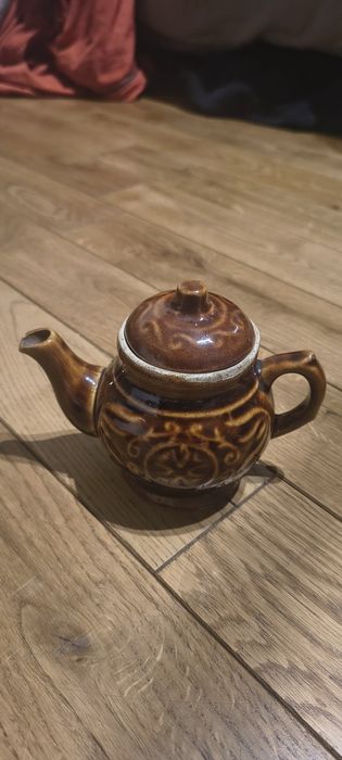 Retro zestaw stołowy dekoracyjny PRL brązowy