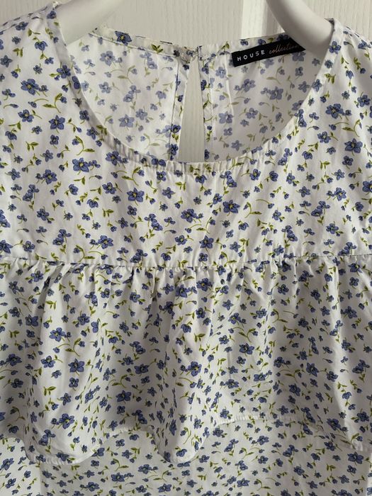 Koszulka bluzka off shoulder kwiatki XL 42 bawełna