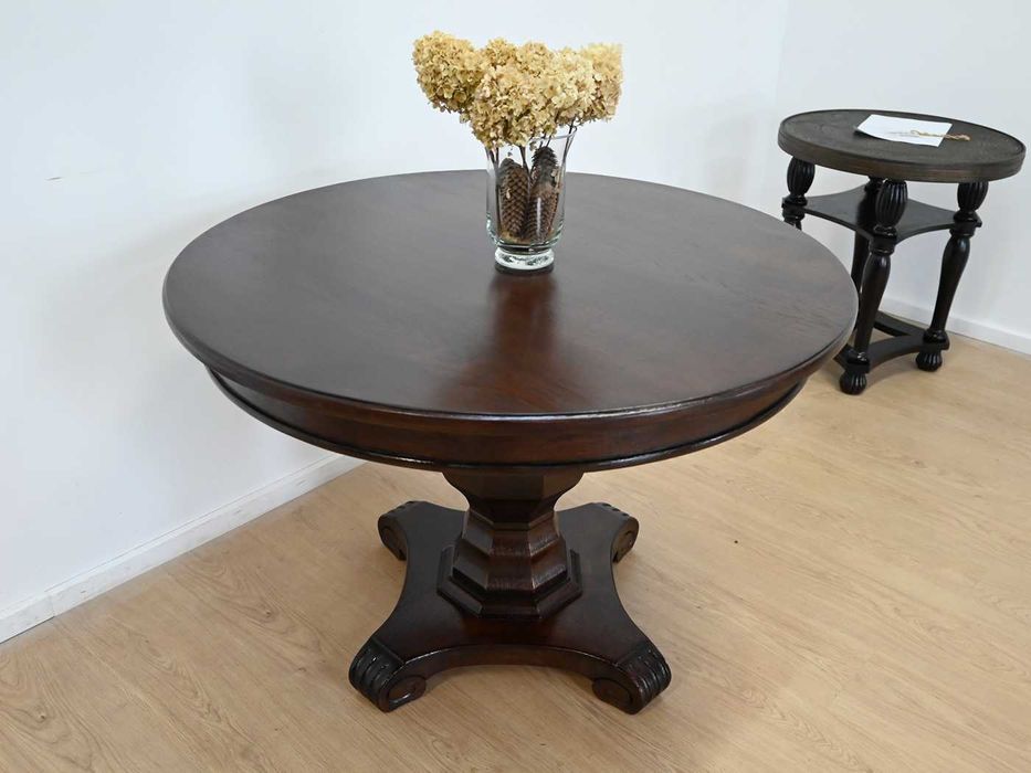 stolik okrągły 100cm toczona noga 120904