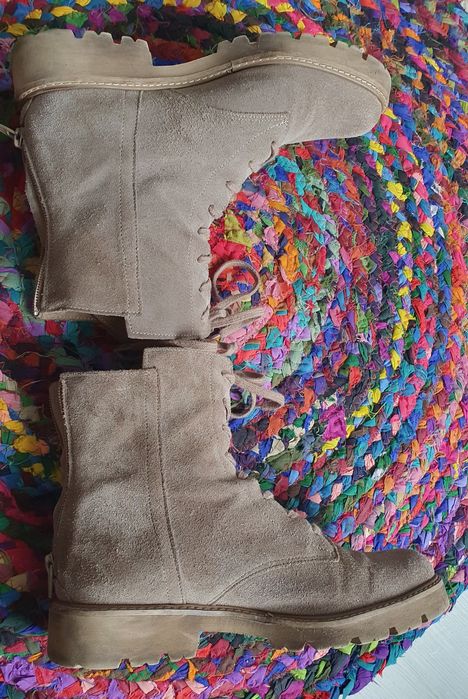 Buty zamszowe 38 jasny beż wiosna jesień