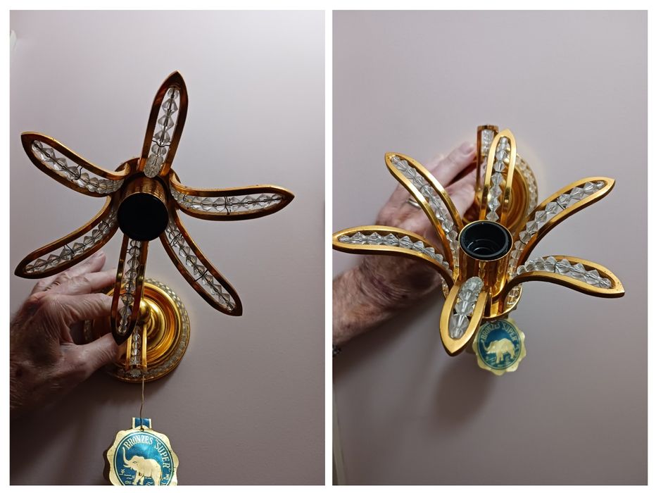 Apliques pétalas de cristal NOVOS com banho de ouro