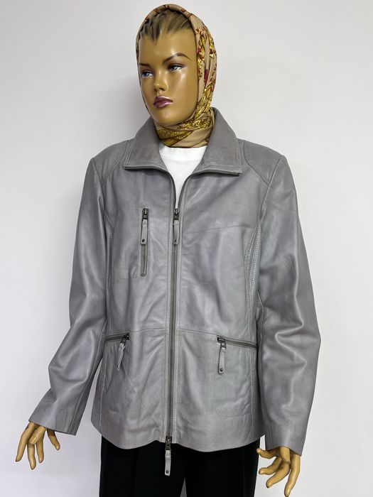 шкіряна куртка XL XXL піджак сіра демісезон жакет косуха Cabrini батал