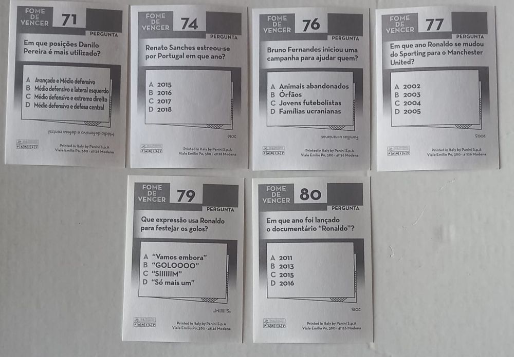 Conjunto 6 cromos Fome de vencer