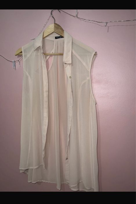 Camisa manga cavada bege