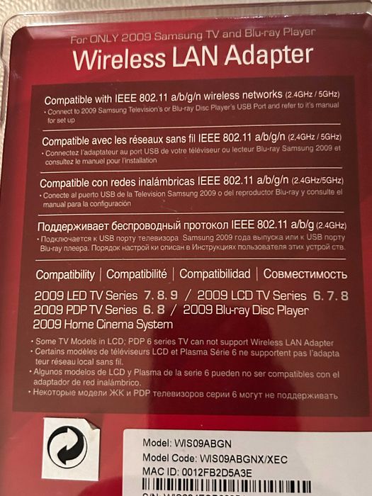 Adaptador Wireless LAN para TV Samsung - NOVO!!