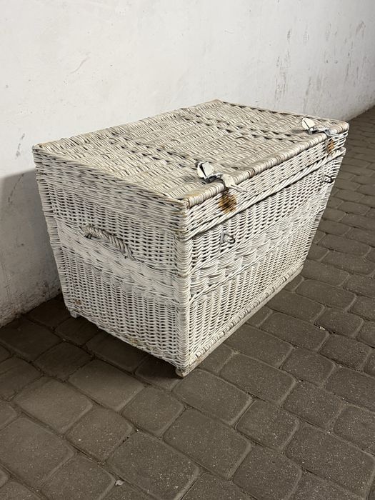 Koszyk - Kufer wiklinowy, biały
