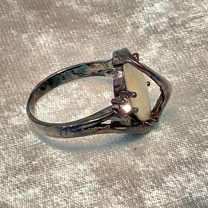 Anel prata 925 cor preta ,tamanho 16 m