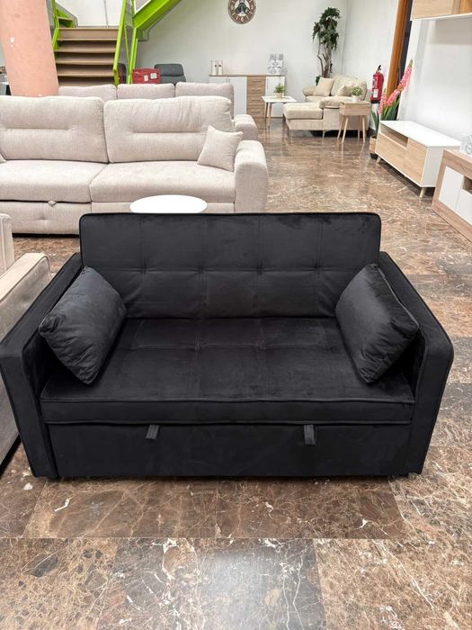 Sofá-cama de dois lugares preto