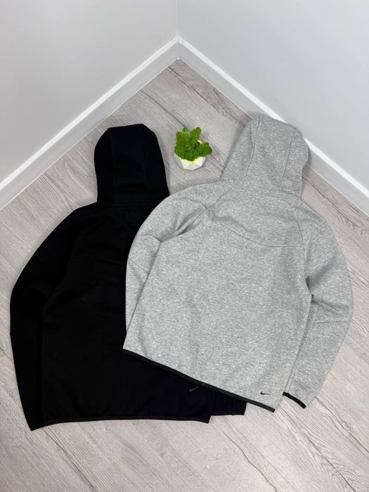 Зіпка Nike Tech Fleece чорна Чоловіча кофта Найк теч Зіп-худі сіре Nike