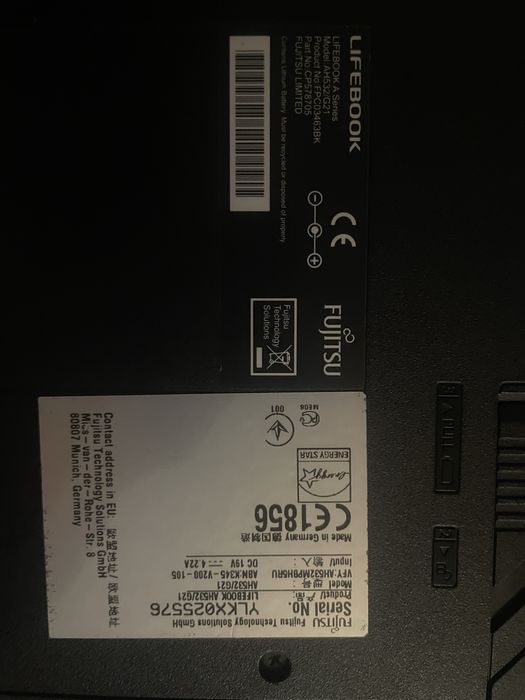 Fujitsu lifebook  А series з битим екраном