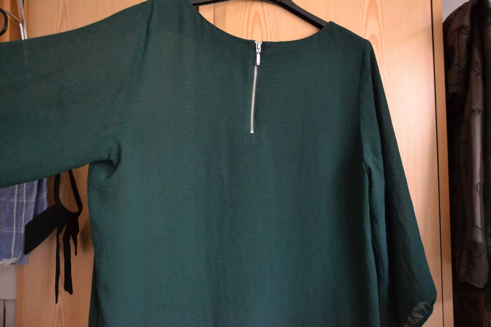 Zielona sukienka mgiełka luźna suwak z tyłu  ~ L 40