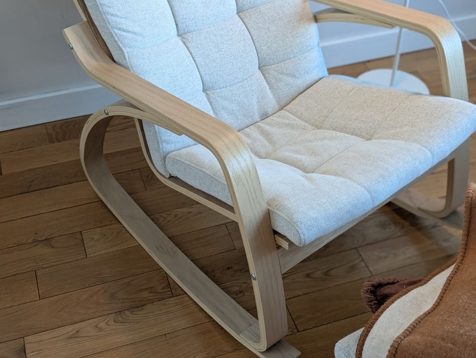 Fotel bujany z podnóżkiem Ikea Poang