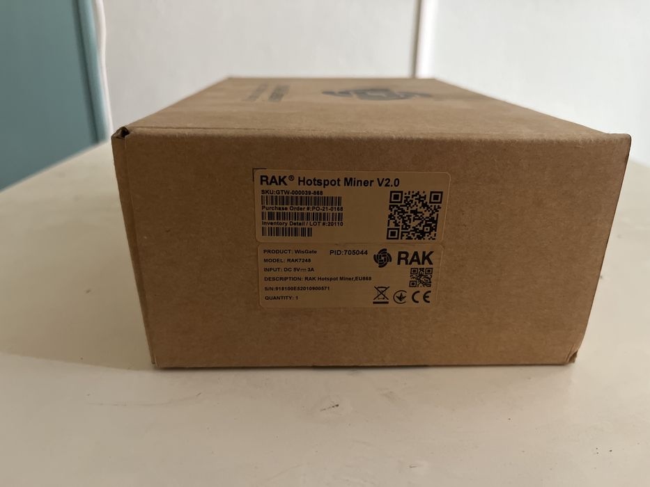 RAK Hotspot Miner V2.0 – RAK7248 WisGate EU868 – NOVO