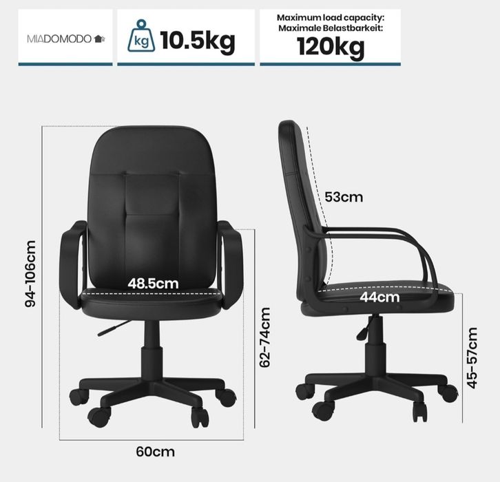 Krzesło biurowe, fotel  na kółkach, regulowane