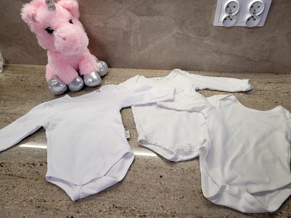 Biale body, dlugi rękaw 3 szt. rozm. 74