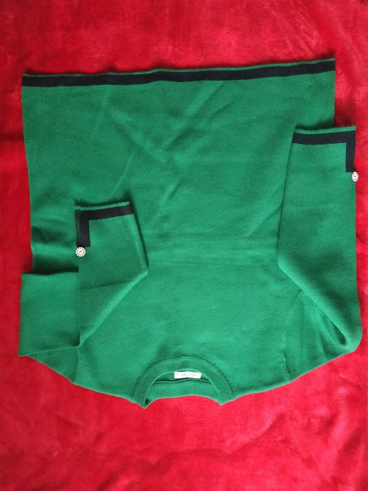 komplet swetrowy kuloty i bluza z lamówką • szmaragd