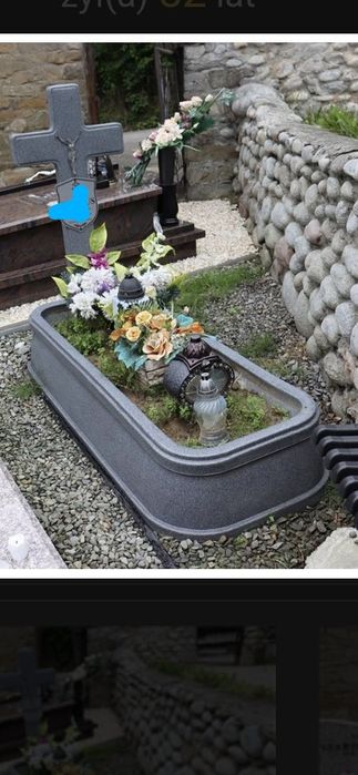 Nagrobek plastikowy - drewniana obudow- opieka nad grobami - mycie grobowa grobu