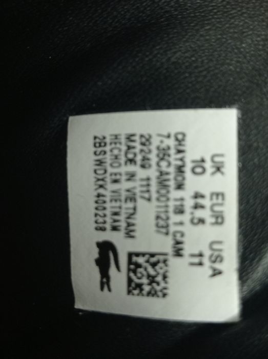 Buty Lacoste Chaymon rozmiar 44 ,5 czarne skórzane sneakersy skóra 45