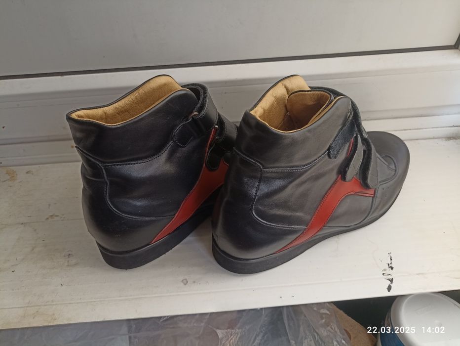 Демисезонные ортопедические кожаные ботинки, длина стельки  около 28см