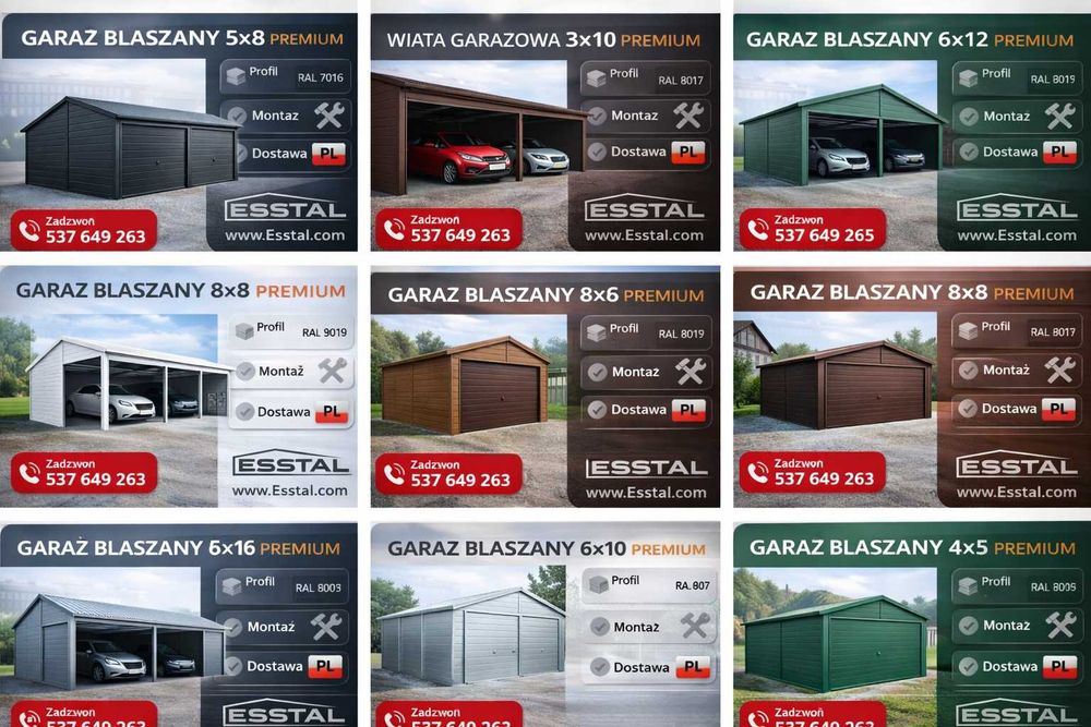 WIATA – GRAFIT  Garaż Blaszany |Hala|RAL|Garaże – ESSTAL-
