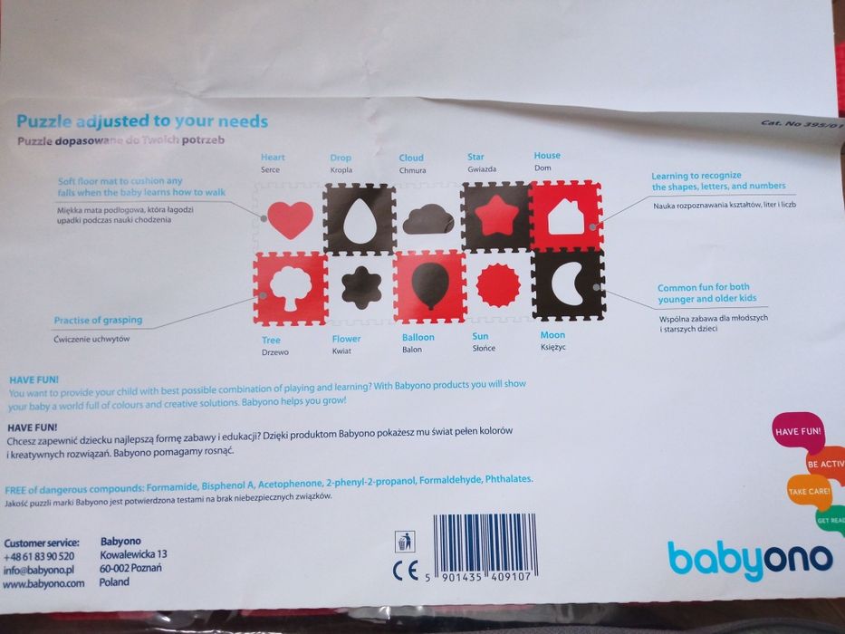 Puzzle piankowe 20 szt Babyono mata duża