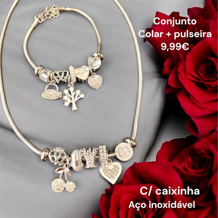 Colar+pulseira aco inoxidavel