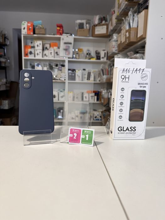 Etui plecki silikon granatowe + SZKŁO do SAMSUNG GALAXY A17 4G / 5G