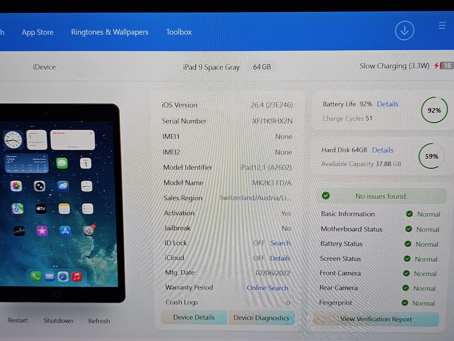 Apple iPad 9 gen 64gb 10.2" space grey.