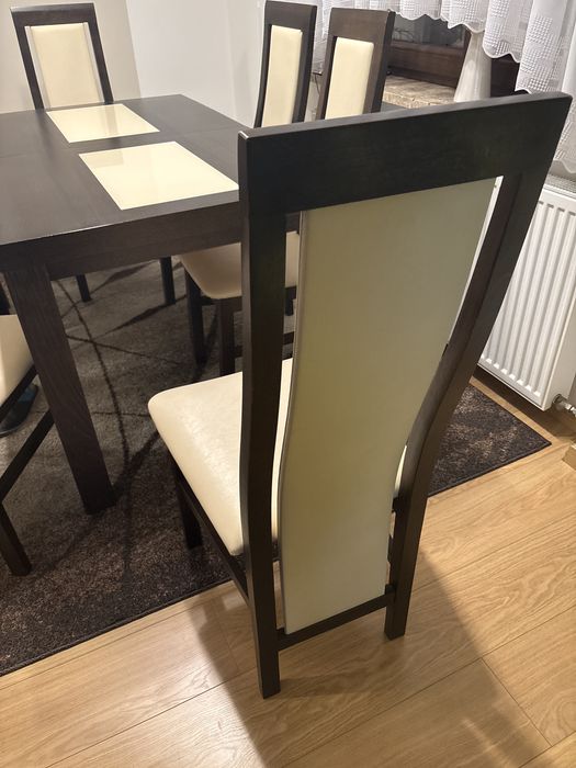 Stół wenge (ciemny brąz) + 6 krzeseł
