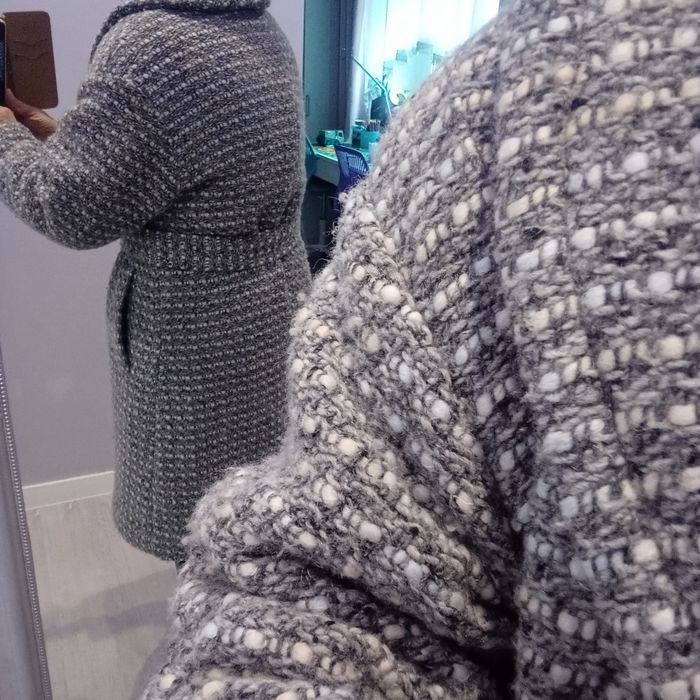 Wełniany płaszcz ocieplany dla zmarźluchów r L/XL sprawdź wymiary