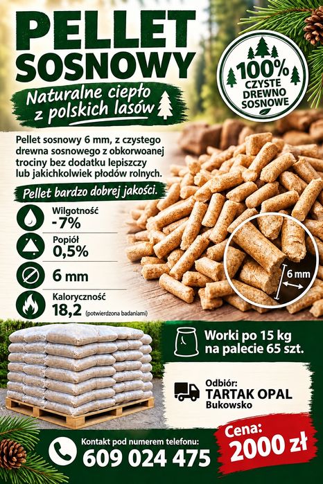 Pellet Sosnowy , wysoka jakość