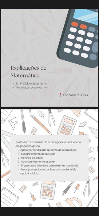 Explicações de Matemática - 2º/3º ciclo e secundário