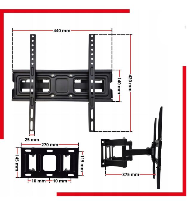 Nowy UCHWYT DO TV LED lce23-65 cali  obrotowy pochyły VESA 400X400