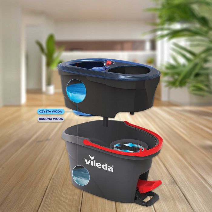 Vileda H2prO Obrotowy Mop Dwukomorowy Wiadro Pedał Nowy