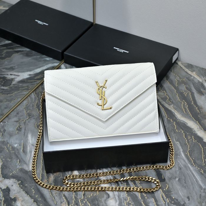Клатч сумка YSL Saint Laurent WOC | біла золото