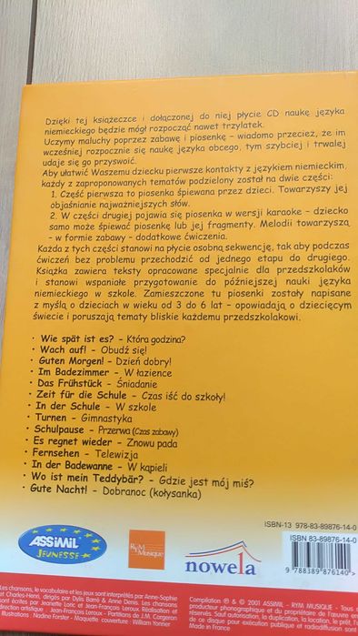 Uczę się niemieckiego śpiewająco Nowa 3-6 lat