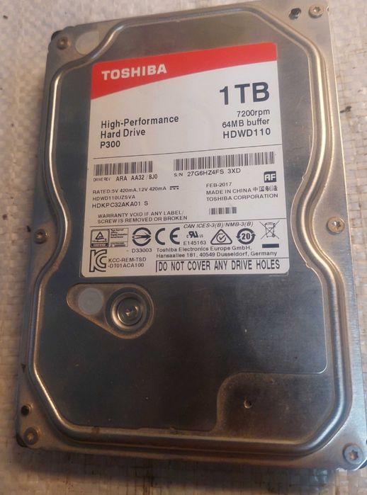 Жесткий диск 1 Tb Toshiba P300, 7200 rpm