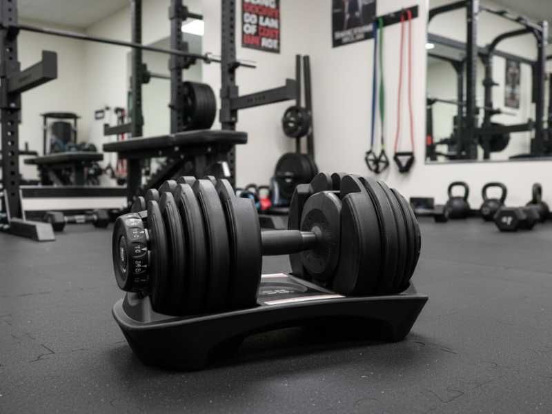 Profesjonalna hantla regulowana 24kg z gumowanym uchwytem i podstawką