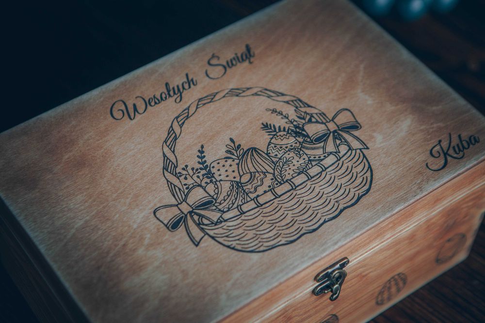 Skrzynka Drewniana Wesołych Świąt - Wielkanoc