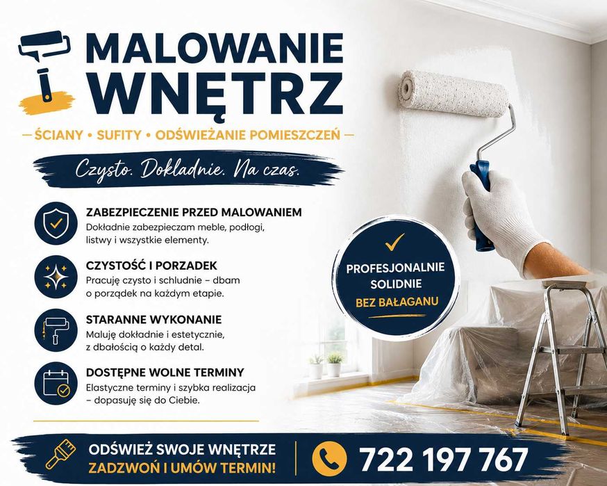 Malowanie Wnętrz | Ścian | Sufitów | Odświeżanie Pomieszczeń