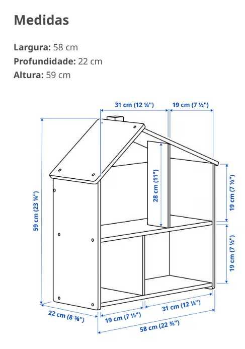 Casa de bonecas/estante de parede IKEA, como nova