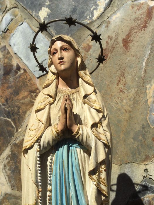 Nossa Senhora em madeira séc XIX olhos de vidro 51 cm Arte Sácra