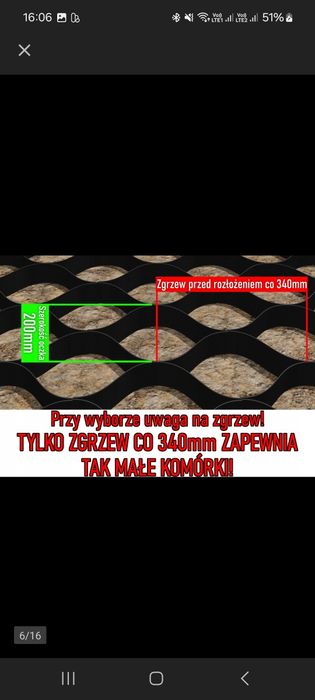 Geokrata na skarpę na parking geosiatka 2,5cm