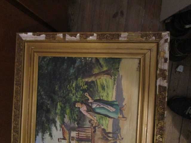 quadro a óleo pintura antiga com moldura