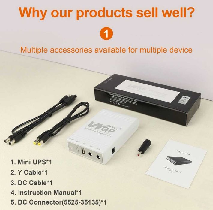 Mini UPS WGP 38w 5/9/12v 10400mAh
