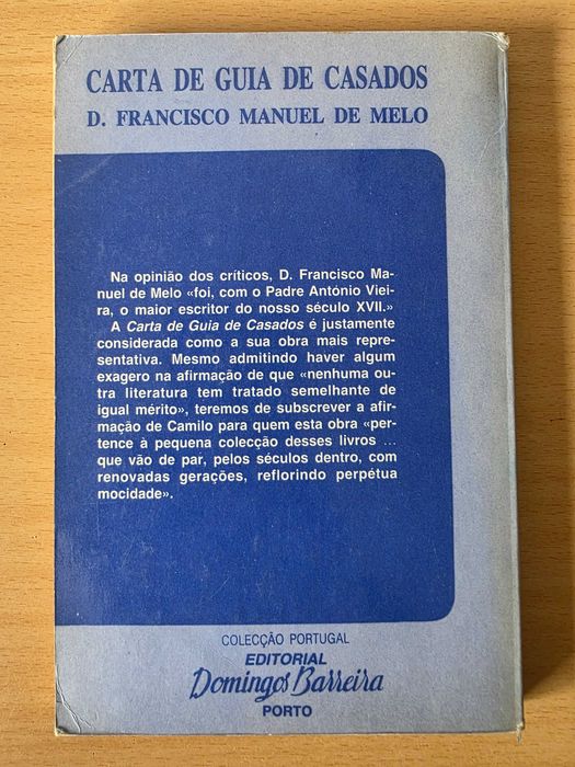 Livro "Carta de Guia de Casados" de D. Francisco Manuel de Melo